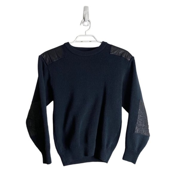 PLAYBOY Other - Playboy Men's Blue Wool Blend Classic Knit Patched Sweater